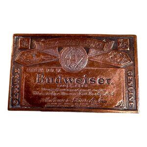 Vintage Budweiser Anheuser-Busch Bronze Copper Belt Buckle Logo Collectible